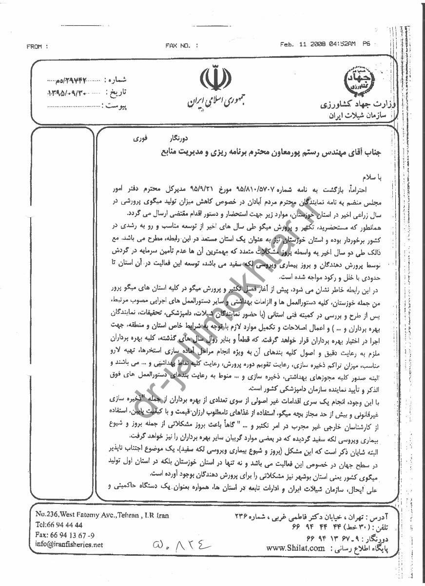 درخصوص بیماری میگو