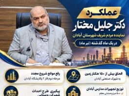 عملکرد یکماهه دکتر جلیل مختار در پیگیری مطالبات مردم آباد